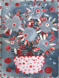 Krisanne Souter: Flower Arrangement in Red Spotted Glazed Pot